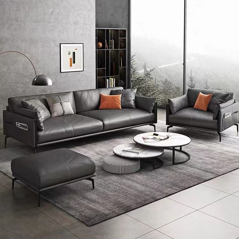Stain Resistant Bench Seating Leather Standard Cushions Settee Furniture in Grey Clearhalo 'furn' 'furn_sofas' 'Furniture' 'furniture_sofas' 'kitchen' 'kitchen_sofas' 'Living Room Furniture' 'Sofa' 'sofas' 1200x1200_7f3d3206-fb9e-4197-8320-dcf84290b5c5