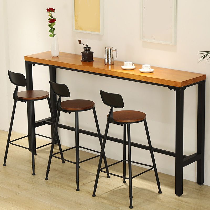Industrial Bar-height Table Solid Wood Top Bistro Pub Table with Metal Base Clearhalo 'Bar Furniture' 'Bar Tables' 'bar_tables' 'furn' 'furn_bar_tables' 'Furniture' 'Kitchen & Dining Furniture' 1200x1200_7f3ea9a4-c8dd-4773-a7bb-ba60f9e7429f