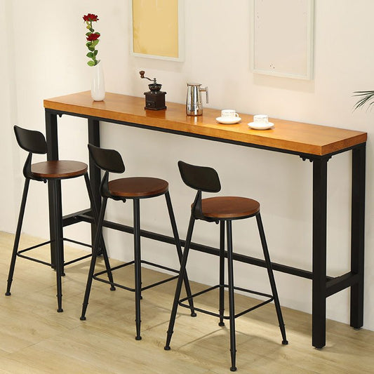 Industrial Bar-height Table Solid Wood Top Bistro Pub Table with Metal Base Clearhalo 'Bar Furniture' 'Bar Tables' 'bar_tables' 'furn' 'furn_bar_tables' 'Furniture' 'Kitchen & Dining Furniture' 1200x1200_7f3ea9a4-c8dd-4773-a7bb-ba60f9e7429f