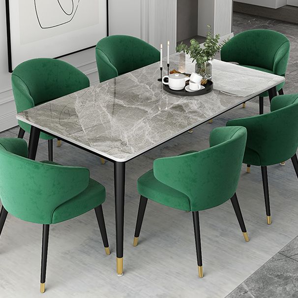 Metal and Stone Table Glam Style Simple Family Rectangular Dining Table Clearhalo 'Dining Tables & Seating' 'Dining Tables' 'dining_table' 'furn' 'furn_dining_table' 'Furniture' 'Kitchen & Dining Furniture' 1200x1200_7f3ec51d-0050-4ae6-9894-1e20f13b4827