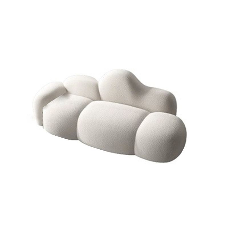 Divano posteriore curvo in lana bianca moderna moderna da 34,65 "H -braccio quadrato