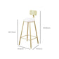 Taburete de bar Glam sin brazos, base de metal dorado, taburete de comedor con reposapiés