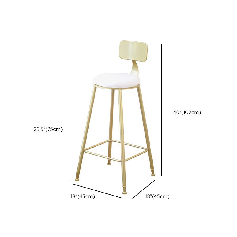 Taburete de bar Glam sin brazos, base de metal dorado, taburete de comedor con reposapiés