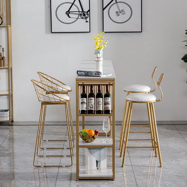 Glam Rectangle Counter Height Dining Table White and Gold Pub Table Clearhalo 'Bar Furniture' 'Bar Tables' 'bar_tables' 'furn' 'furn_bar_tables' 'Furniture' 'Kitchen & Dining Furniture' 1200x1200_7f4175e5-0021-4ec9-9ccb-8e922d9d9f72