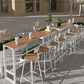 Table de bar moderne à hauteur de bar Table de bar bistro en métal et bois avec base blanche