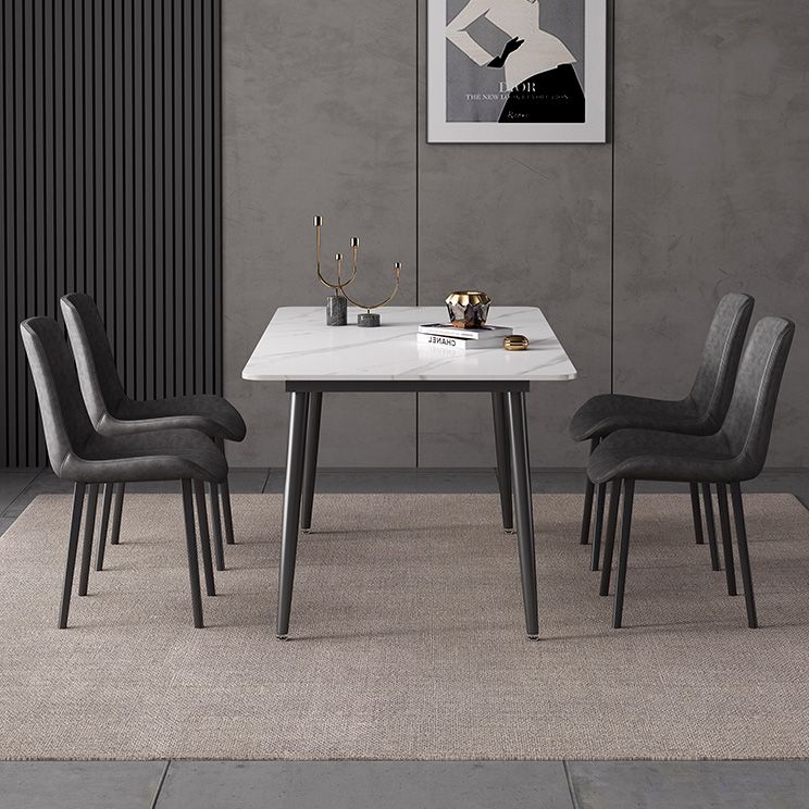 Sintered Stone Dining Table Industrial Style 4 Legs Base Rectangle Table for Dining Room Clearhalo ' dining_table' 'Dining Tables & Seating' 'Dining Tables' 'furn' 'furn_dining_table' 'Furniture' 'furniture_dining_table' 'Kitchen & Dining Furniture' 'kitchen&dining_furn' 'kitchen' 'kitchen_dining_table' 1200x1200_7f42f912-d530-4069-bce0-5815276286a1