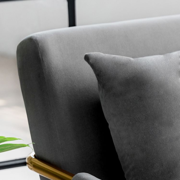 Velvet 3-seater Sofa with Pillow Top Arm for Apartment 28.35" High Clearhalo 'furn' 'furn_sofas' 'Furniture' 'Living Room Furniture' 'Sofa' 'sofas' 1200x1200_7f435679-71e3-4e34-b158-57707e37c76f