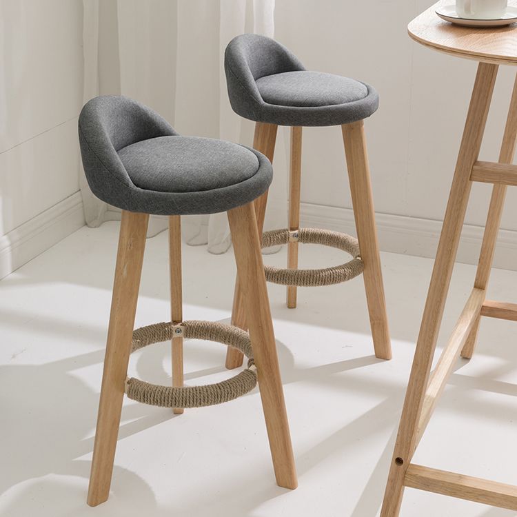 Modern Fabric Footrest Bar Stool Indoor Low Back Round Counter Stool with Wood Legs Clearhalo 'Bar Furniture' 'Bar Stools' 'bar_stools' 'furn' 'furn_bar_stools' 'furniture_bar_stools' 'Kitchen & Dining Furniture' 'kitchen&dining_furn' 'kitchen' 'kitchen_furn' Furniture' 1200x1200_7f437d1b-d54f-477a-b971-d9fd9f8cfa2f