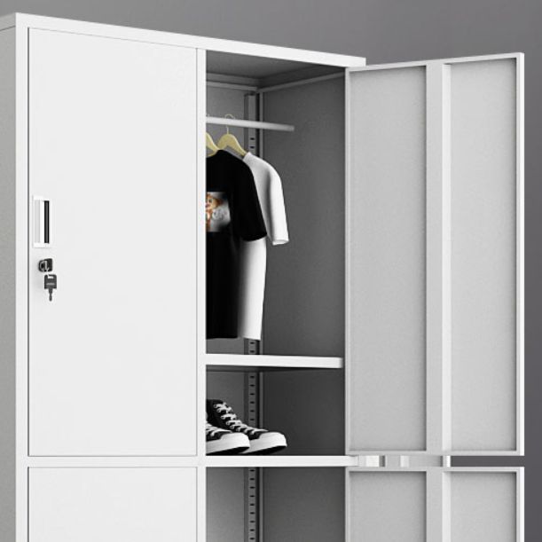 Contemporary Wardrobe White Colour Steel Wardrobe Closet with Doors Clearhalo 'Armoires & Wardrobes' 'armoires_wardrobes' 'Bedroom Furniture' 'furn' 'furn_armoires_wardrobes' 'Furniture' 1200x1200_7f460f8e-b820-4533-95cb-e83ea95cfffc