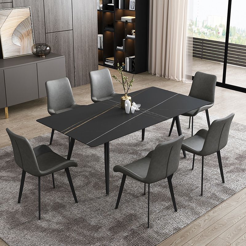 Industrial Dining Table with Black Stone Rectangle Dining Table for Kitchen Clearhalo 'Dining Tables & Seating' 'Dining Tables' 'dining_table' 'furn' 'furn_dining_table' 'Furniture' 'Kitchen & Dining Furniture' 1200x1200_7f494fc7-97bf-4f07-a535-7a9584ffb4e3
