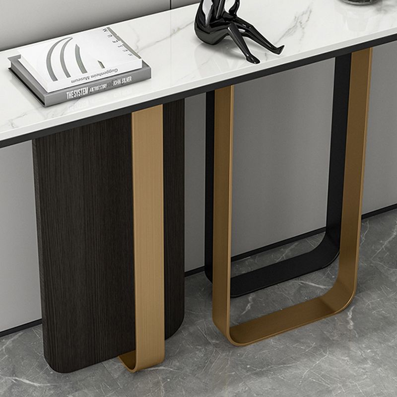 Glam Rectangle Console Accent Table with Stainless Steel Bracket for Hall Clearhalo 'Console Tables' 'console_tables' 'Entry & Mudroom Furniture' 'furn' 'furn_console_tables' 'Furniture' 1200x1200_7f4a341e-31c0-4bdc-a24e-963c1f708b93