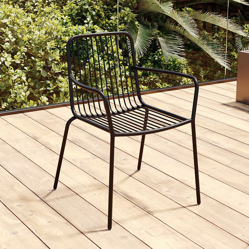 Outdoor Patio Arm Chair Metal Industrial Chairs with Slat Back Clearhalo 'Dining Chairs' 'Dining Tables & Seating' 'dining_chair' 'furn' 'furn_dining_chair' 'Furniture' 'Kitchen & Dining Furniture' 1200x1200_7f4ac0c2-1425-4489-a2e3-196639ae657a