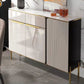 Porte di vetro in pietra di credenza in stile glam Credenza a buffet con armadi e cassetti