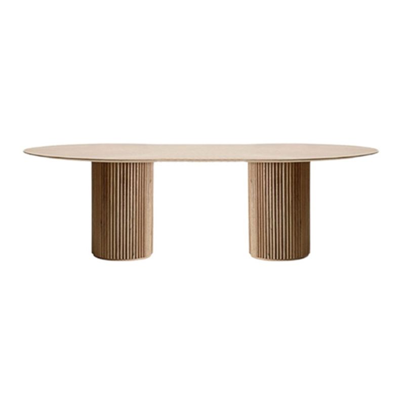 Modern Sintered Stone Dining Table Oval Dining Table with Double Pedestal Base Clearhalo 'Dining Tables & Seating' 'Dining Tables' 'dining_table' 'furn' 'furn_dining_table' 'Furniture' 'furniture_dining_table' 'Kitchen & Dining Furniture' 'kitchen' 'kitchen_dining_table' 1200x1200_7f4b72c5-3576-4055-82b4-f4272044f6f0