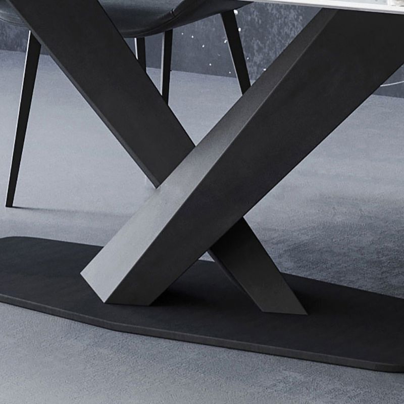 Industrial Sintered Stone Top Dining Table Rectangle Table with Single Pedestal Clearhalo 'Dining Tables & Seating' 'Dining Tables' 'dining_table' 'furn' 'furn_dining_table' 'Furniture' 'furniture_dining_table' 'Kitchen & Dining Furniture' 1200x1200_7f4c7cd5-5a18-4bcb-8417-c281c70f2e04