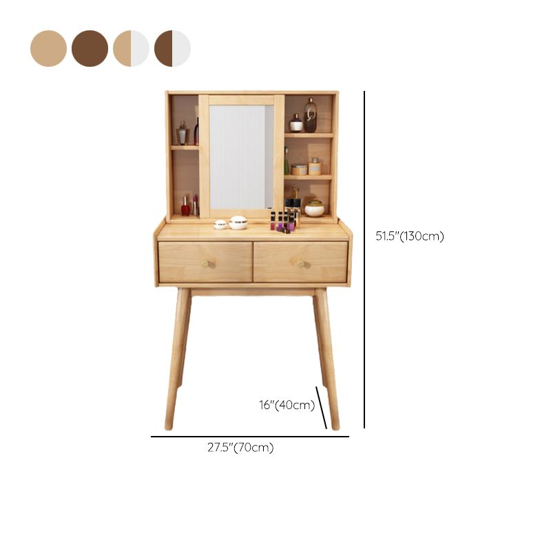 Modern 2-Drawers Solid Wood Dressing Table Mirror Makeup Table Clearhalo 'Bedroom Furniture' 'furn' 'furn_makeup_vanities' 'Furniture' 'Makeup Vanities' 'makeup_vanities' 1200x1200_7f4c891b-3dbc-4ac1-83e3-328d05b36d87