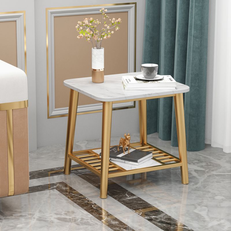 Rectangle Slate Top Side Table 21.65" Tall Metal 4 Legs End Table with Shelf Clearhalo 'Coffee & Accent Tables' 'End & Side Tables' 'end_side_tables' 'furn' 'furn_end_side_tables' 'Furniture' 'Living Room Furniture' 1200x1200_7f4ca019-6f00-4e50-aeeb-4796686e2faf