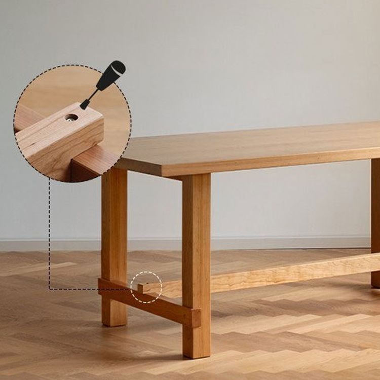 Tavolo da pranzo moderno rettangolo tavolo da pranzo in legno massiccio con base di cavalletto