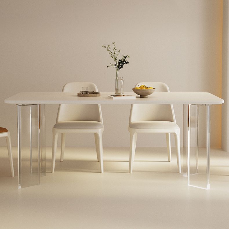 Modern Style 1/3/4 Pieces Dining Table Rectangle Stone Furniture in White