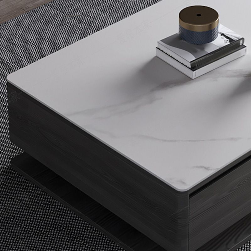 Modern Rectangle Cocktail Table Slate Coffee Table with 4 Drawers