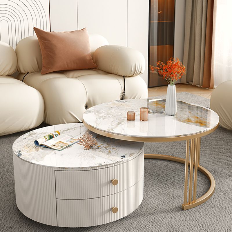 Frame Round Glam Coffee Table Slate Nesting Coffee Table Set Clearhalo 'Coffee & Accent Tables' 'Coffee Tables' 'coffee_tables' 'furn' 'furn_coffee_tables' 'Furniture' 'Living Room Furniture' 1200x1200_7f503118-5b9d-4523-aadd-2a492736efd0