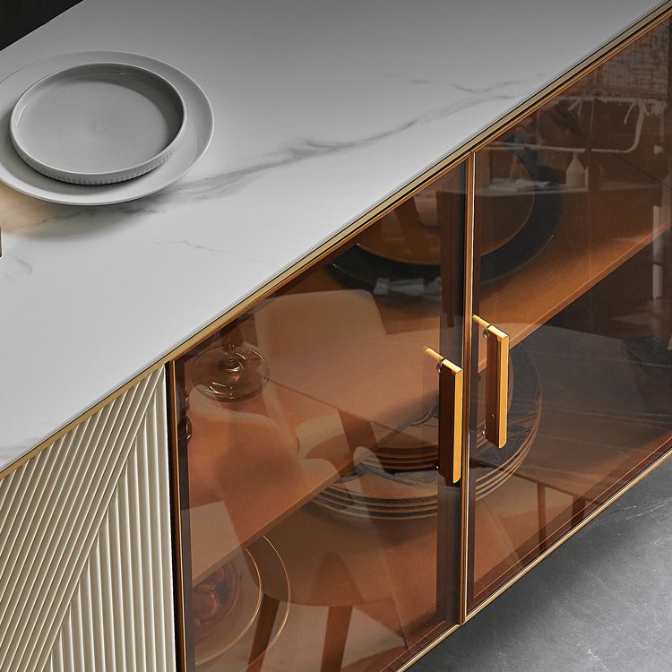 Sideboard -Glastüren im Glam -Stil Steinseitenbrett mit Schränken
