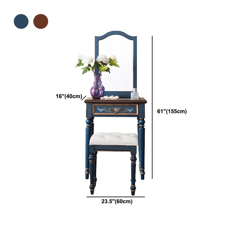 Victorian Wood Vanity Table with Mirror and Stool 15.75" D Vanity Table Set Clearhalo 'Bedroom Furniture' 'furn' 'furn_makeup_vanities' 'Furniture' 'Makeup Vanities' 'makeup_vanities' 1200x1200_7f53156a-25c7-4245-8163-e800a2e6697a