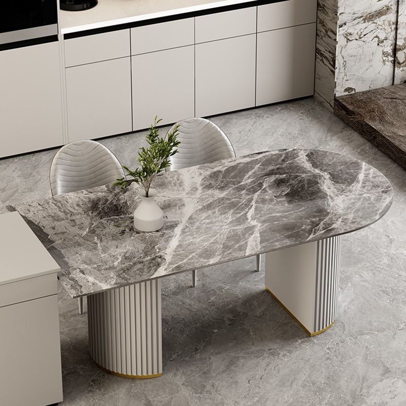 Mesa de comedor de doble pedestal contemporáneo muebles de comedor de piedra