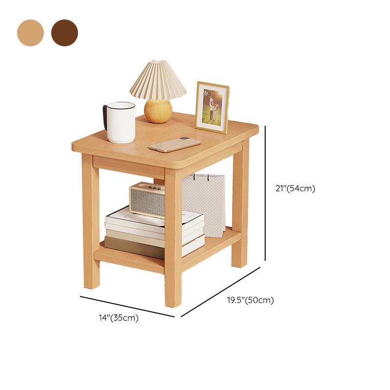 Modernistic Side Table Double Tier Wood Accent Side Table with Shelf