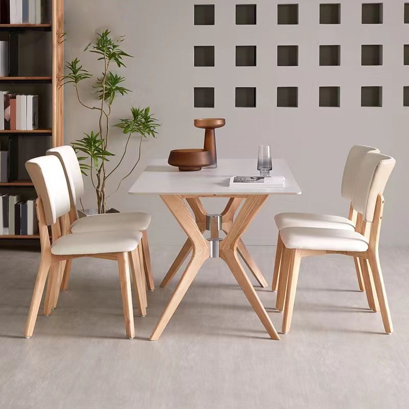 Set di dinette bianca con cornice in legno 1/2/5/7 PC set da pranzo in pietra moderno