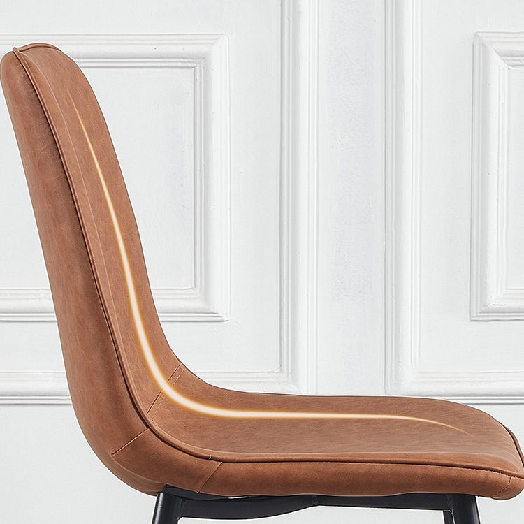 Macaron color Scandinavian Dining room Chair Leather Solid Back Side Chair Clearhalo ' kitchen&dining_furn' 'Dining Chairs' 'Dining Tables & Seating' 'dining_chair' 'Furniture' 'furniture_dining_chair' 'Kitchen & Dining Furniture' 'kitchen' 1200x1200_7f55fc6c-162b-48f8-880a-4ec71464a4ab