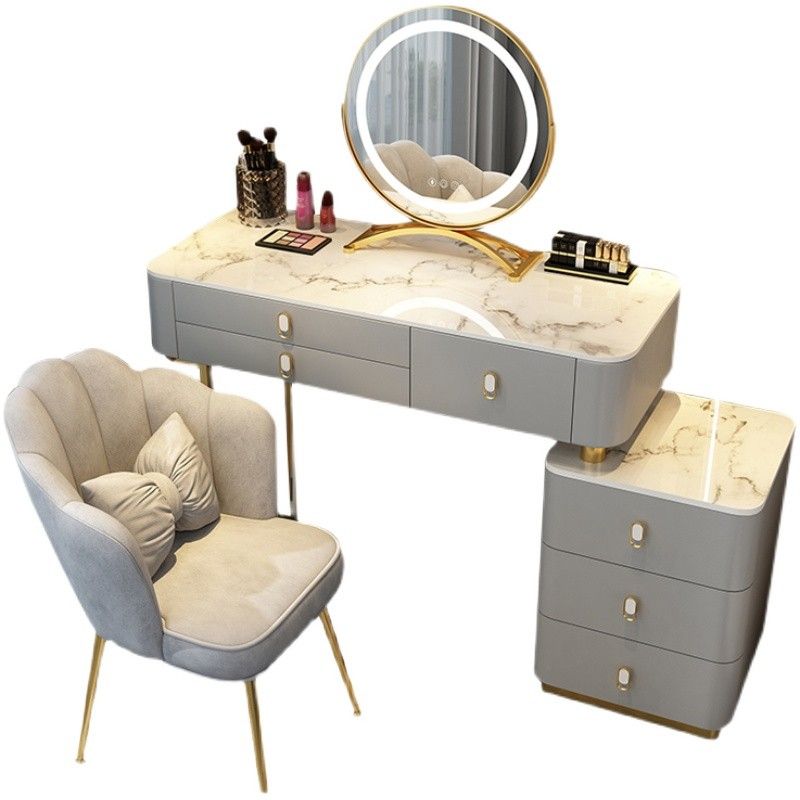 Glam Bedroom Vanity Dressing Table Stone Makeup Vanity Desk with Drawer