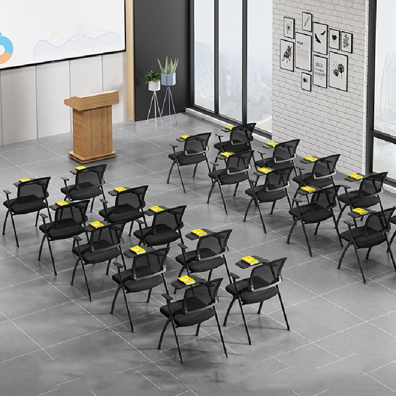 Moderne stalen frame conferentie stoel gaas midden achterkant vaste wapenstoel