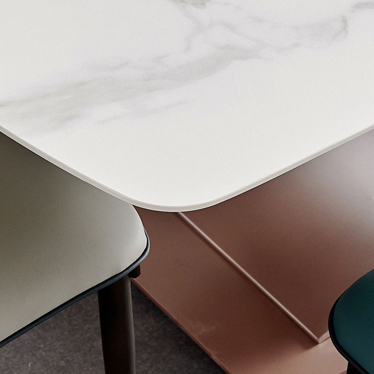 Traditional Luxury Dining Table White Rectangle Sintered Stone Table with Rose Gold Frame Clearhalo ' dining_table' 'Dining Tables & Seating' 'Dining Tables' 'furn' 'furn_dining_table' 'Furniture' 'furniture_dining_table' 'Kitchen & Dining Furniture' 'kitchen&dining_furn' 'kitchen' 'kitchen_dining_table' 1200x1200_7f57c74a-25bc-4cf5-8fc4-fea1ca408b44