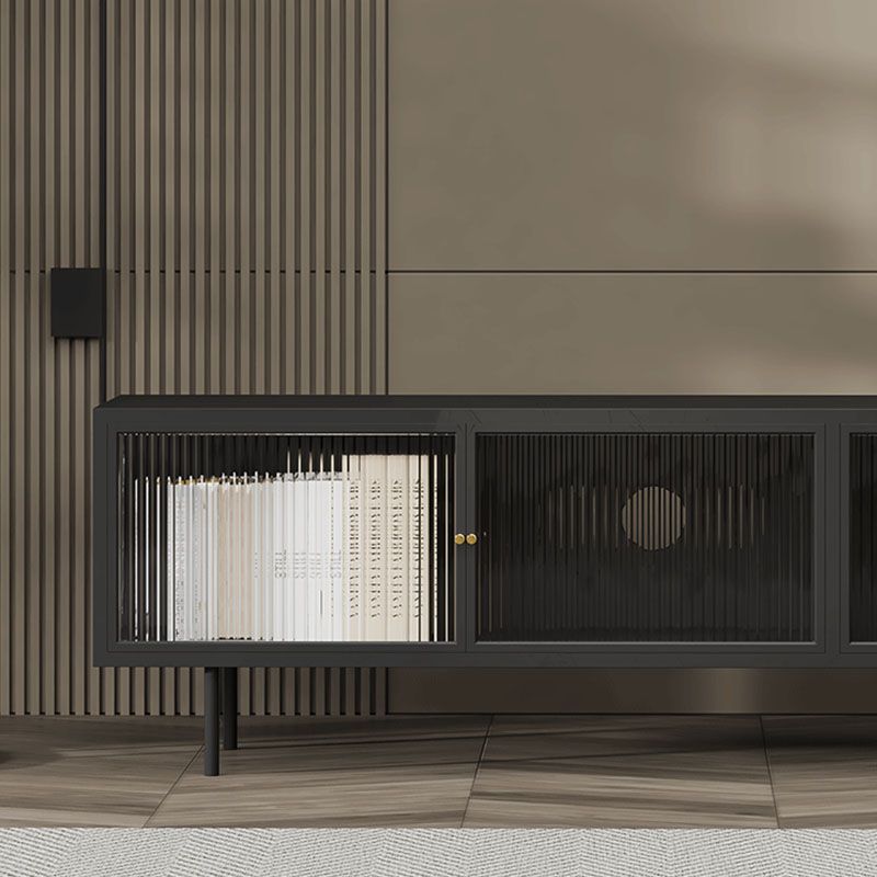 Industrial Glass and Metal TV Media Stand 4 Doors TV Stand Console Clearhalo 'furn' 'furn_tv_stands_entertainment_centers' 'Furniture' 'Living Room Furniture' 'TV Stands & Entertainment Centers' 'TV Stands & Media Storage Furniture' 'tv_stands_entertainment_centers' 1200x1200_7f584619-9ba8-48d4-aa5b-32a2f8475a74