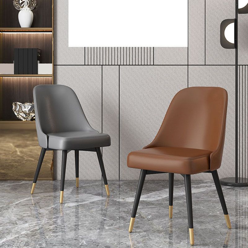 Nordic Style Solid Back Armless Dining Chairs Faux Leather Dining Chairs Clearhalo ' kitchen&dining_furn' 'Dining Chairs' 'Dining Tables & Seating' 'dining_chair' 'furn' 'furn_dining_chair' 'Furniture' 'furniture_dining_chair' 'Kitchen & Dining Furniture' 'kitchen' 1200x1200_7f58fb9e-c15f-4e18-850b-2143efbbe36b