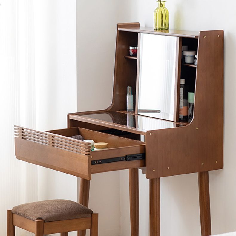 Modern Drawer Dressing Table Solid Wood Dresser Mirrored Vanity in Brone Clearhalo 'Bedroom Furniture' 'furn' 'furn_makeup_vanities' 'Furniture' 'Makeup Vanities' 'makeup_vanities' 1200x1200_7f5c2584-9f11-4794-ac1b-20256ac72e54