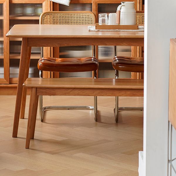 Modern Oak Natural Rectangular Top Dining Table with 4 Wood Legs