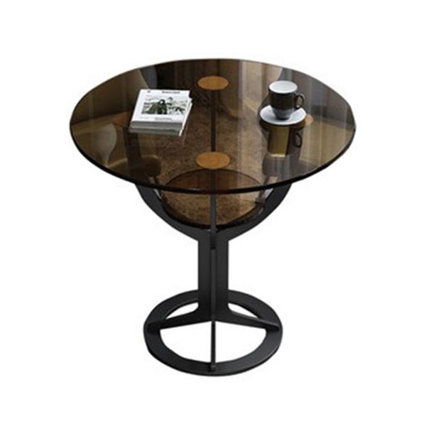 Modern Style Glass Dining Table Black Round Dinner Table with Pedestal Base Clearhalo ' dining_table' 'Dining Tables & Seating' 'Dining Tables' 'furn' 'furn_dining_table' 'Furniture' 'furniture_dining_table' 'Kitchen & Dining Furniture' 'kitchen&dining_furn' 'kitchen' 'kitchen_dining_table' 1200x1200_7f5d5c18-0abf-4662-b261-13517151c125