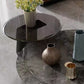 Modern Gray Cocktail Table Round Glass /  Slate Coffee Table