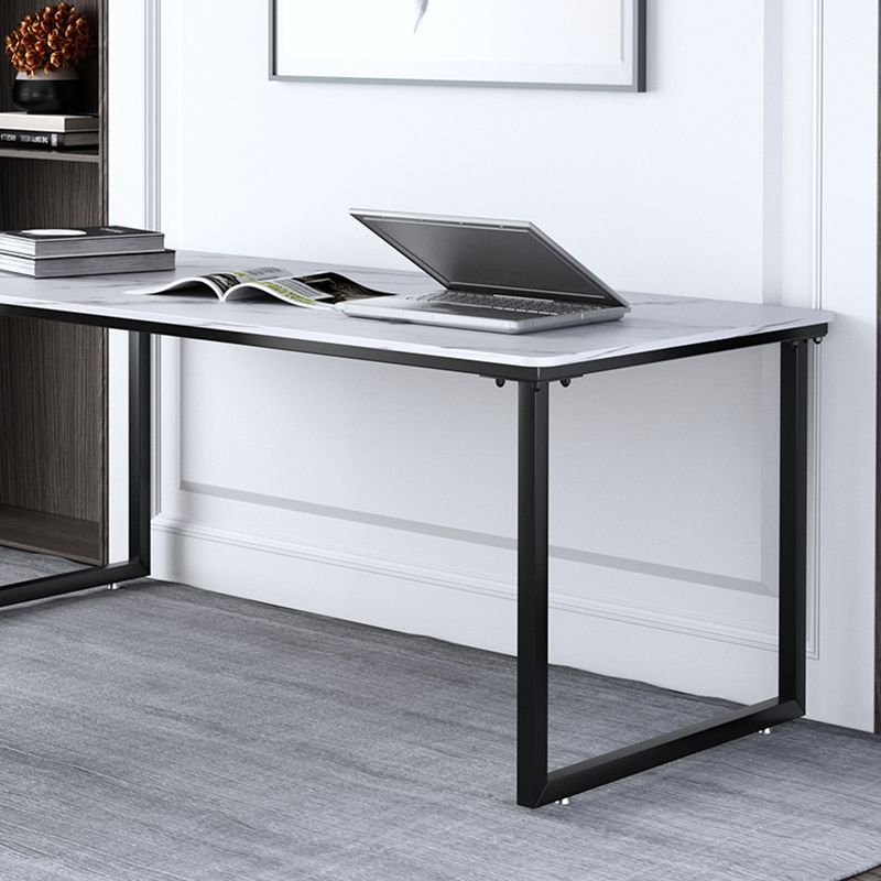 Stone Modern Rectangular Writing Desk Home Office Bureau avec des jambes en métal