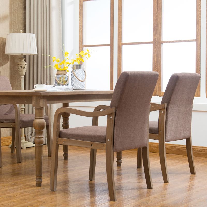 Contemporary Home Arm Chair Solid Back Upholstered Wood Dining Room Chair Clearhalo ' kitchen&dining_furn' 'Dining Chairs' 'Dining Tables & Seating' 'dining_chair' 'furn' 'furn_dining_chair' 'Furniture' 'furniture_dining_chair' 'Kitchen & Dining Furniture' 'kitchen' 1200x1200_7f619531-009c-4602-a411-81e610a8f9bc