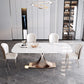 Modern Rectangle Dining Table Set 1/2/5/6 Pieces Dinette Set with White Sintered Stone Top