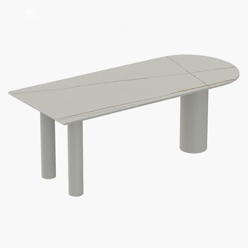 Free Form White Tone Dining Table Contemporary Sintered Stone Table with 3 Legs Clearhalo ' dining_table' 'Dining Tables & Seating' 'Dining Tables' 'furn' 'furn_dining_table' 'Furniture' 'furniture_dining_table' 'Kitchen & Dining Furniture' 'kitchen&dining_furn' 'kitchen' 'kitchen_dining_table' 1200x1200_7f624203-a540-4500-b47a-7df6376a5357