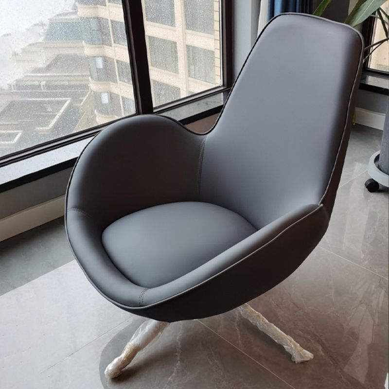37.5"L x 37"W x 34"H Casual Eggshell Chair Faux Leather and Velvet Accent Chair Clearhalo 'Accent Chairs' 'accent_chairs' 'Chairs & Seating' 'furn' 'furn_accent_chairs' 'Furniture' 'Living Room Furniture' 1200x1200_7f656fd8-0980-4e5a-a2e9-fa19a78513fe
