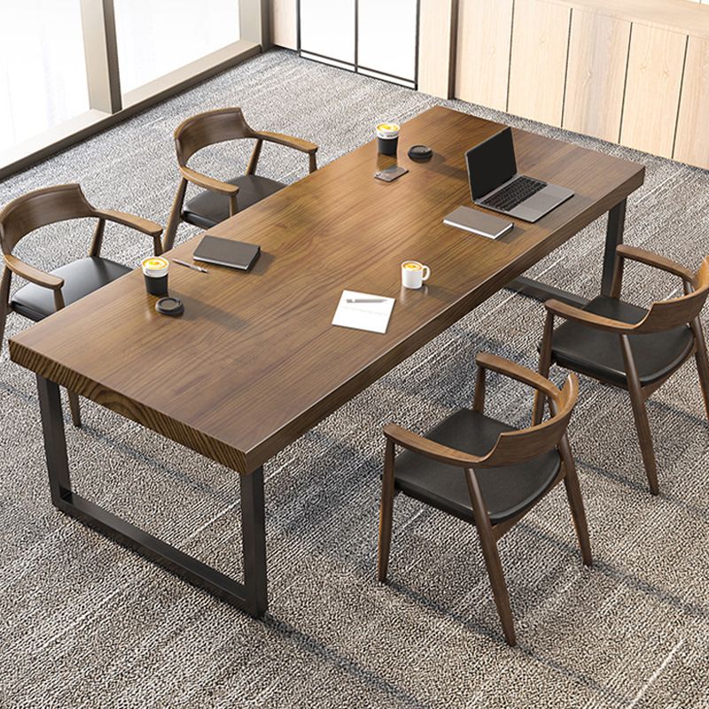 Solid Wood Contemporary Writing Desk Bedroom Office Desk with Black Legs Clearhalo 'furn' 'furn_office_desk' 'Furniture' 'Office Desks' 'Office Furniture' 'office_desk' 1200x1200_7f671ede-5b27-4d88-b43c-1d03a2edfc3a