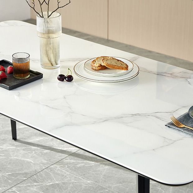 Polished Finish Dinette Table with Metal Legs Stone Top Indoor Dining Table Clearhalo 'Dining Tables & Seating' 'Dining Tables' 'dining_table' 'furn' 'furn_dining_table' 'Furniture' 'Kitchen & Dining Furniture' 1200x1200_7f67e386-42e4-4304-a152-c9cb7c26861c