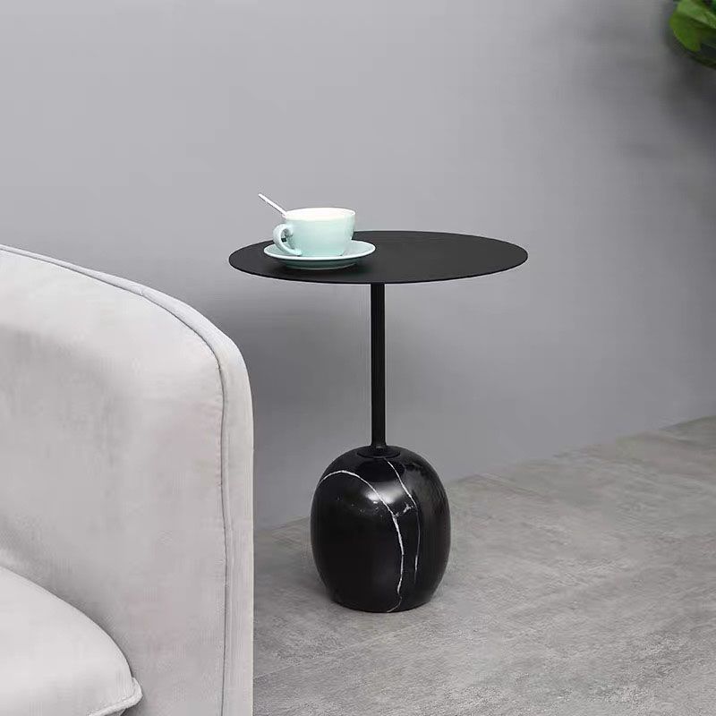 Round Metal Table Marble Pedestal Base Medieval Modern Style Side Table Clearhalo 'Coffee & Accent Tables' 'End & Side Tables' 'end_side_tables' 'furn' 'furn_end_side_tables' 'Furniture' 'Living Room Furniture' 1200x1200_7f6891d3-e7da-4179-9df5-baf4bd836d34