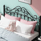 Glam Metal Open-Frame Bed with Camelback Headboard and Footboard