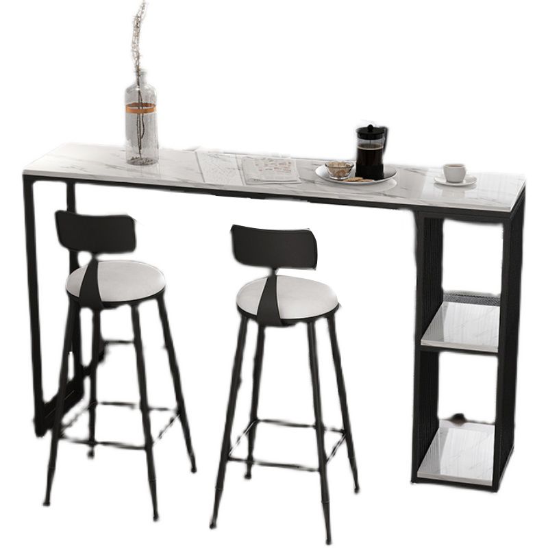 Stone Bar Dining Table Modern Bar Table with Double Pedestal for Living Room Dining Room Clearhalo 'Bar Furniture' 'Bar Tables' 'bar_tables' 'furn' 'furn_bar_tables' 'Furniture' 'furniture_bar_tables' 'Kitchen & Dining Furniture' 1200x1200_7f69fa2f-b05f-4ed0-92bb-3d2dfe7b57f7